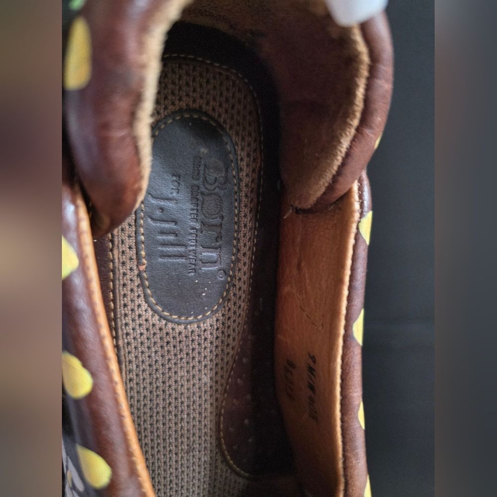 Hand Painted Leather Loafers Foral Motif Born For J.Jill Brown Sz 9 M/W 40.5 - Picture 10 of 10